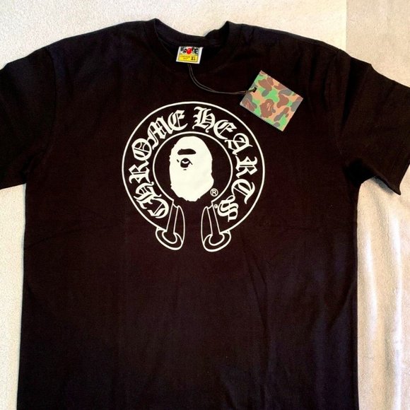 A Bathing Ape Bape Ape x Chrome Hearts Tee Shirt in BLACK New With Tags …